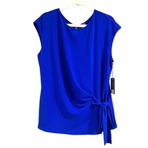 NWT Vince Camuto Sleeveless Blouse Tank Top side knot Vivid Blue size Large